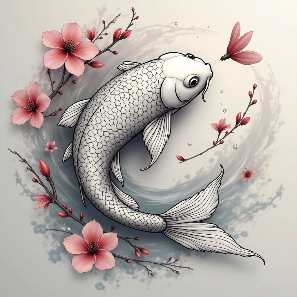 White Koi Fish Tattoo: Meaning & Symbolism in Dotwork