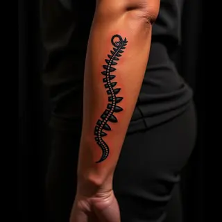 Tiny Surreal Spine Tattoos for Women - Orange Designs