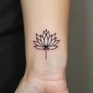 Minimalist Lotus Flower Wrist Tattoo